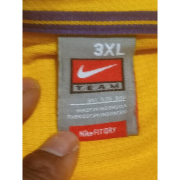 Nike Team LSU Tigers Shirt 3XL Yellow Nike Fit Dry Polo Golf Football Sideline - Picture 10 of 13